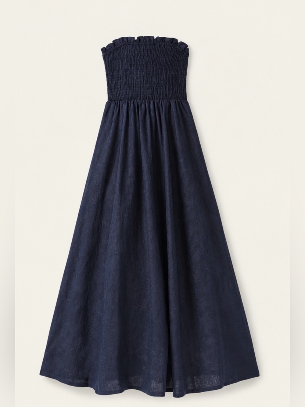 Boden Strapless Linen Midi Dress Navy Blue 8
